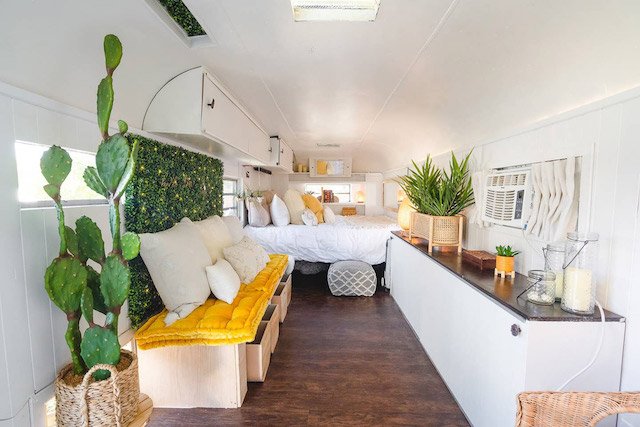 bright vintage RV interior 